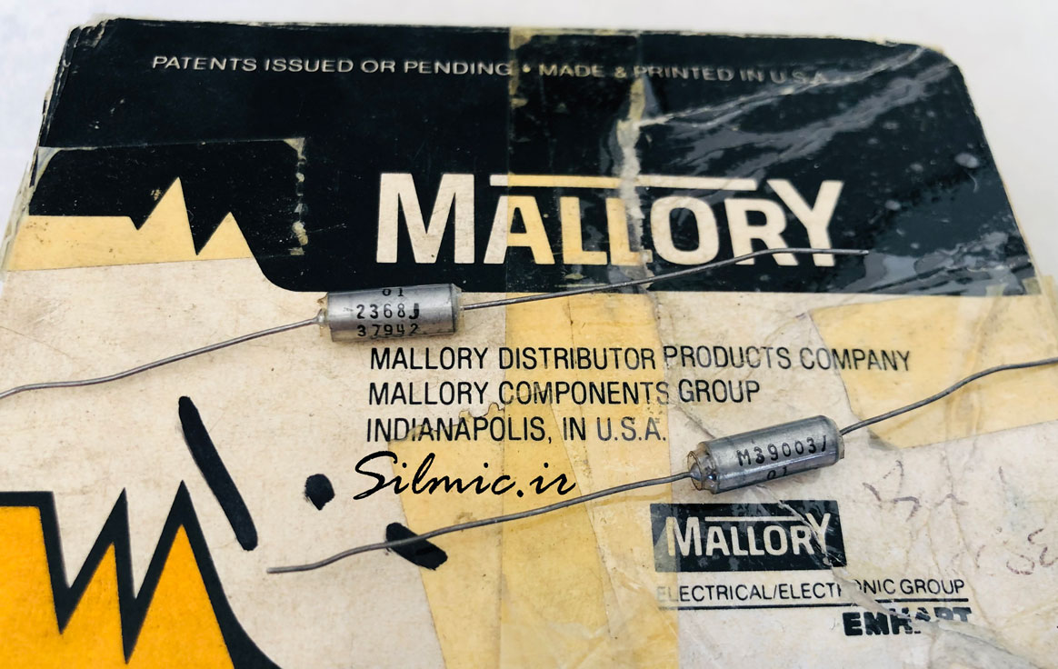 خازن تانتالیوم نظامی 4.7 میکرو فاراد 50 ولت ساخت Mallory Precision آمریکا