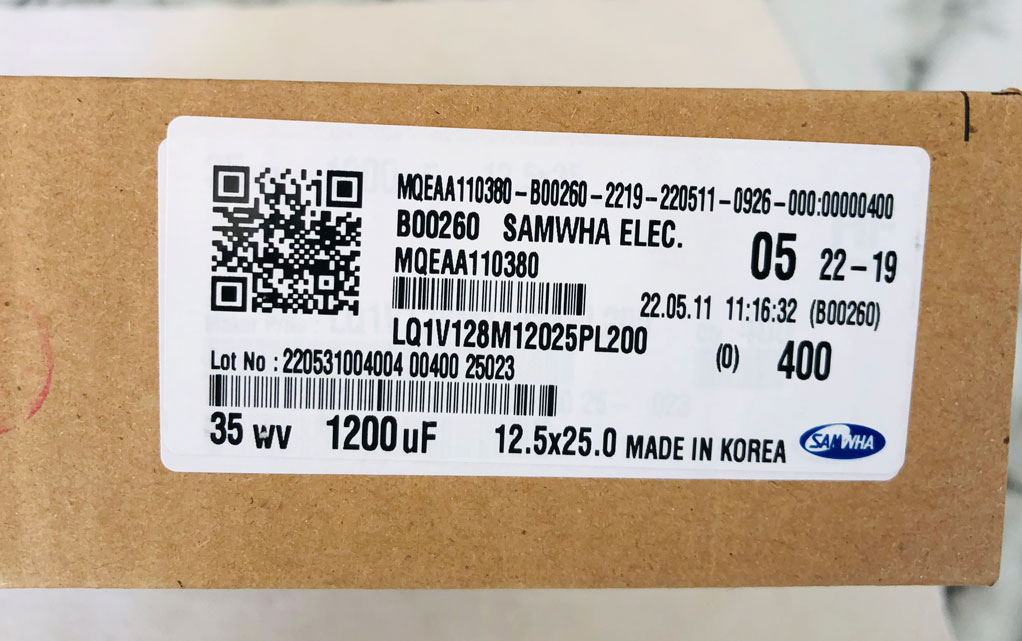خازن 1200 میکرو فاراد 35 ولت SAMWHA کره سری LQ طول عمر بالا امپدانس کم