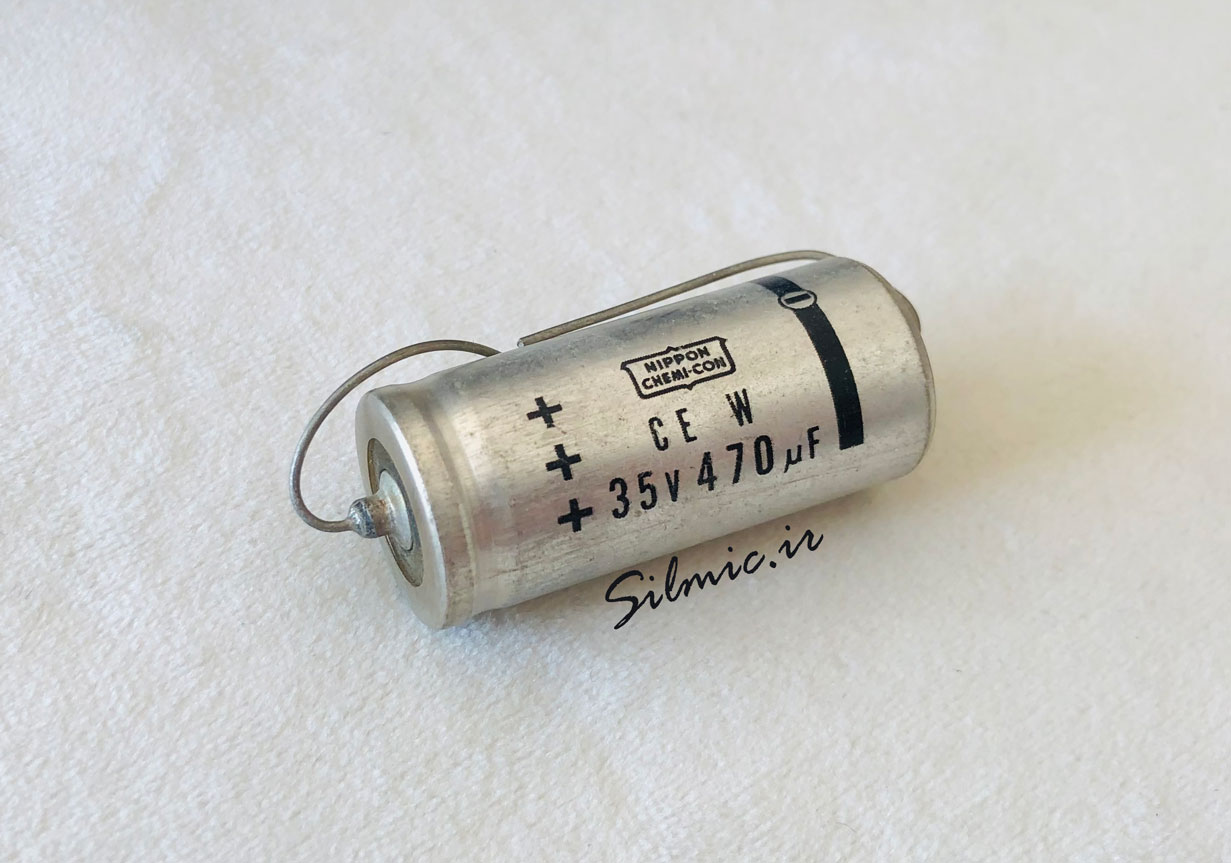 nippon axial 470uf 35v خازن های فای 470 میکرو فاراد 35 ولت Nippon ژاپن نوع اکسیال