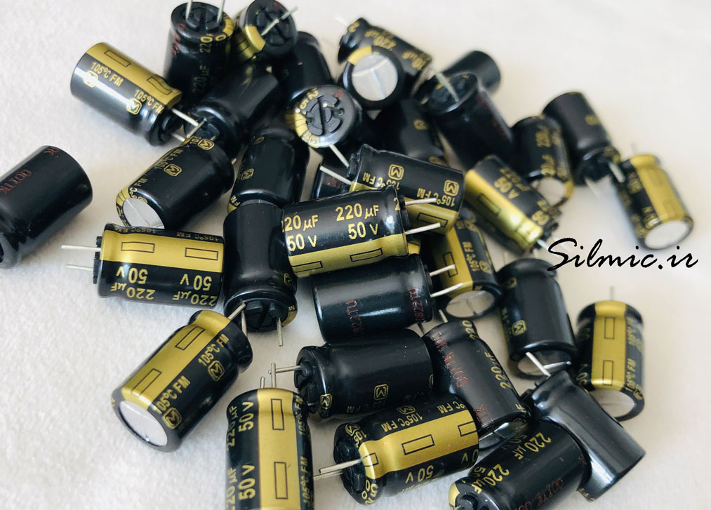 خازن های گرید 220 میکرو فاراد 50 ولت panasonic ژاپن سری fm و ultra low esr