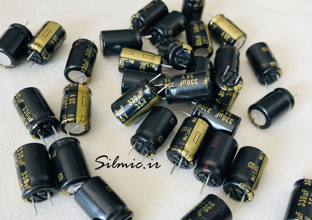 خازن های گرید 330 میکرو فاراد 35 ولت panasonic ژاپن سری fm و ultra low esr