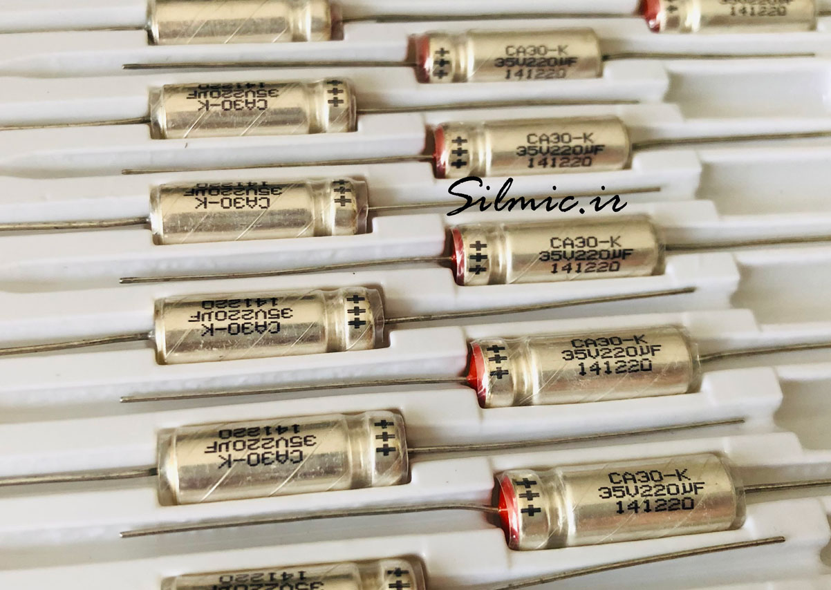 خازن تانتال نظامی 220 میکرو فاراد 35 ولت از نوع Wet CA30-K ساخت Topdiode